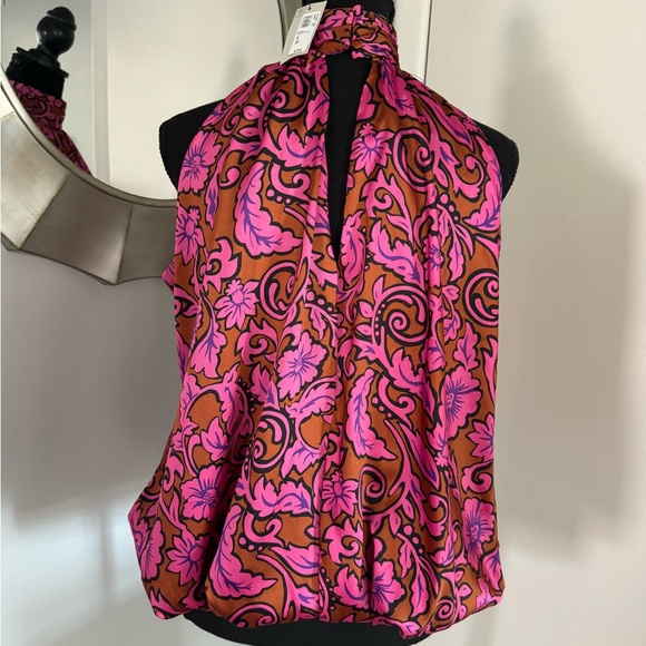 River Island Pink Floral Halter Neck Top Size 2 - Picture 3 of 4